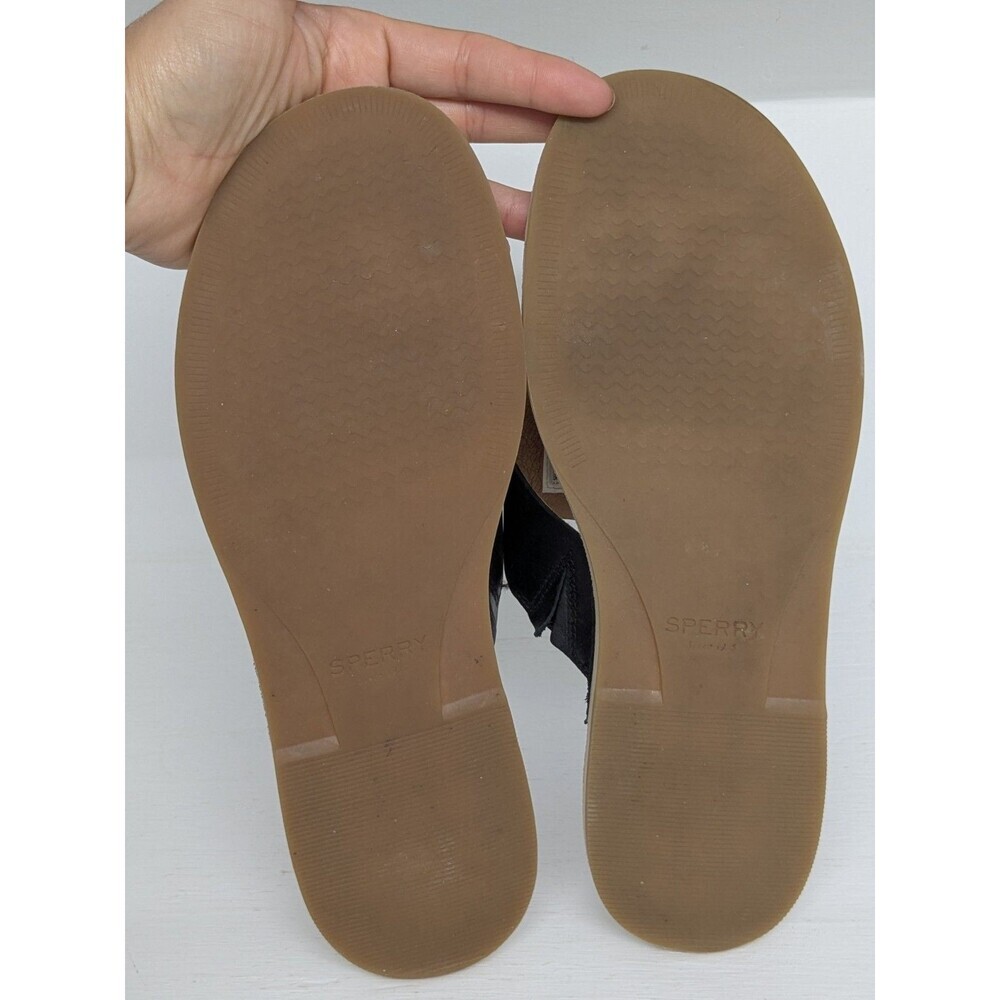 SPERRY TOP-SIDER SZ 9 BLACK ANCHOR EMBOSSED LEATHER SANDAL BEACH VACATION - Picture 8 of 8
